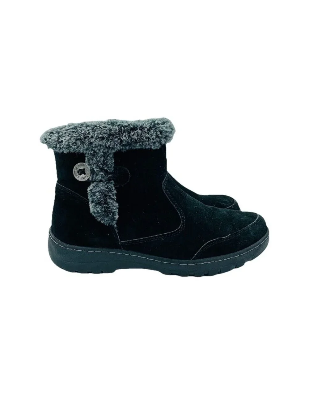 Khombu Shoes Womens Size 9 M Black iris Leather Faux Fur Boots Ankle Booties Zip
